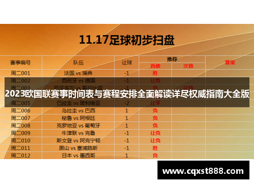 2023欧国联赛事时间表与赛程安排全面解读详尽权威指南大全版